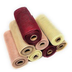 8 Rolls of 10" Metallic Deco Mesh Ribbon (Rose Gold, Burgundy, Ivory, Ch…